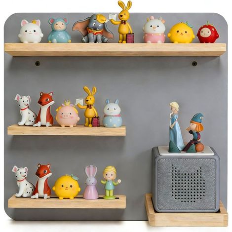 Relaxdays étagère magnétique pour Toniebox et 27 Tonies, HxLxP : 29x39x15 cm, étagère murale pour figurines, gris (1/5)