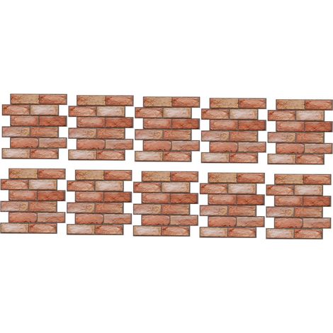 Lot de 10 panneaux muraux 3D en PVC imperméable et facile à nettoyer, imitation brique, pour la décoration intérieure. (1/5)