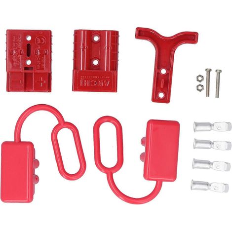 Connecteur rapide pour treuil de récupération avec poignée, 50 A, 12–36 V CC, rouge (1/4)