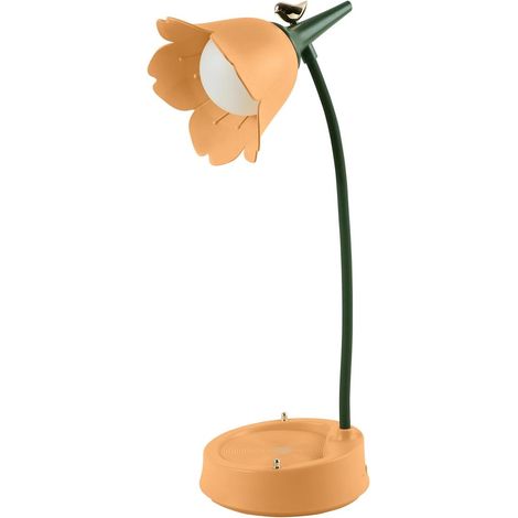 LED-Schreibtischlampe – Dimmbar – Touch-Bedienung und USB-Aufladung – Flexibler Hals – Gelbes Blumenmuster (1/5)