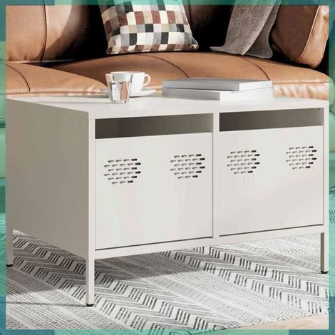 851243 Meuble TV blanc 68x50x43,5 cm acier laminé à froid (1/5)