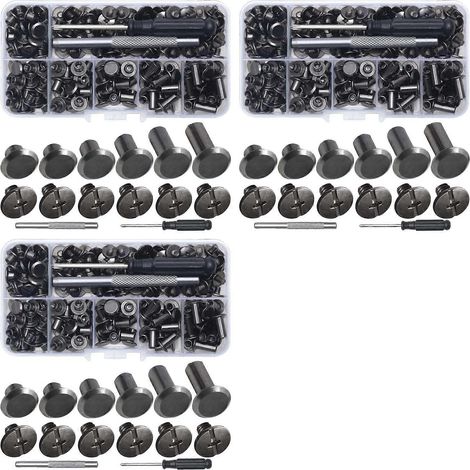 Rivets à vis Chicago pour cuir, assortiment de rivets à vis M5, vis de reliure Chicago pour la décoration de ceintures artisanales en PU (330 pièces) B (1/5)