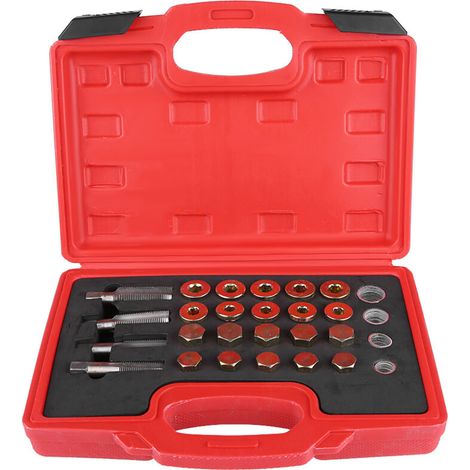 64-Piece Oil Pan Thread Repair Kit, M13, M15, M17, and M20, with 4 Taps, 20 Oil Drain Plugs, and 40 (1/5)