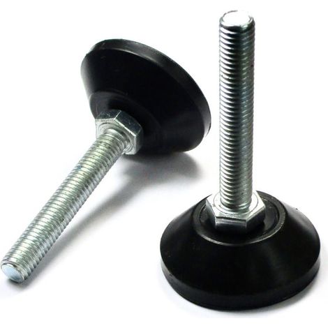– Pied VéRIN Réglable Fileté – Base Plastique NOIR Diamètre 40 mm, Tige Filetée en Acier Zingué Diamètre 8 mm (M8) de Longueur 50 mm