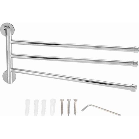 Porte-serviettes mural pour salle de bain, étagère rotative pivotante (3 bras) (1/5)
