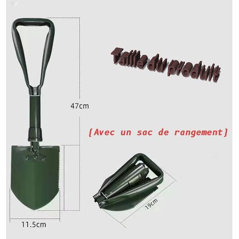 Pelle de jardinage en acier au carbone ultra-stable et haute résistance, pelle pliante multifonction, pelle de camping, accessoires essentiels pour l'extérieur (vert) (1/4)