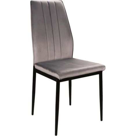 Chaise design velours gris métal noir Bator (1/3)