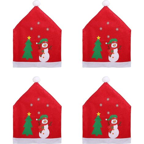 Stš¹ck Weihnachten Stuhlhussen Weihnachten Esszimmerstuhl Set Rš¹ckenbezš¹ge Weihnachtsbaum Schneemann Stuhl Sitzbezug fš¹r die Weihnachtsferienzeit Heimdekorationen