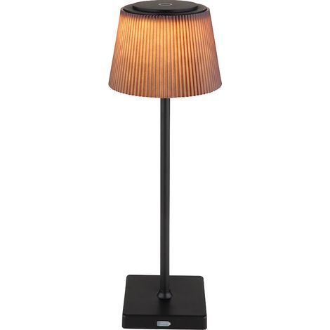 Tischleuchte Außen Tischlampe schwarz braun LED Touchdimmer Akku dimmbar Gartenleuchte USB, warmweiß-kaltweiß, DxH 13x38 cm
