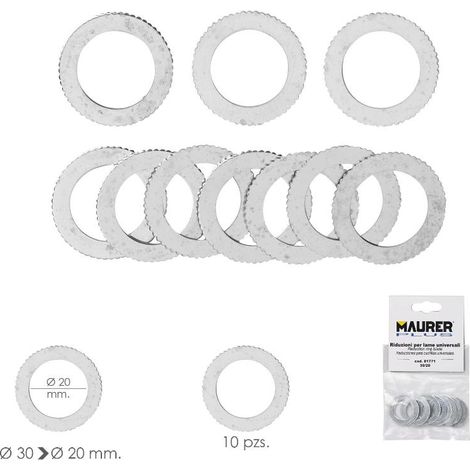 adaptadores / reductores disco corte madera ø 30 a ø 20 mm. (bolsa 10 piezas)