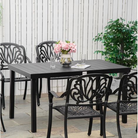 Tisch Esstisch Garten 140x90 Aluminium Schwarz OKMYHOME (1/3)
