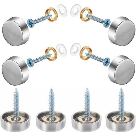 Lot de 8 vis décoratives pour miroir Argenté 16 mm, (1/4)