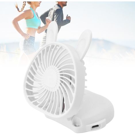 Ventilador portátil, ventilador de escritorio recargable por USB, ventilador portátil, ventilador de cuello con diseño de conejito, mini ventilador de 800 mAh, ventilador de mesa portátil (1/5)
