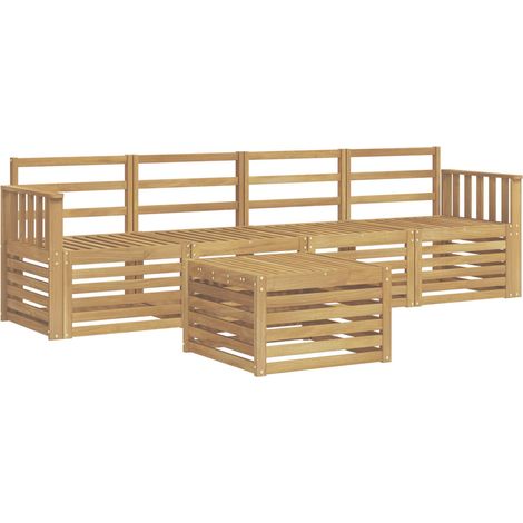 Outdoor Sofa Set 5 pcs White Solid Acacia Wood vidaXL (1/5)