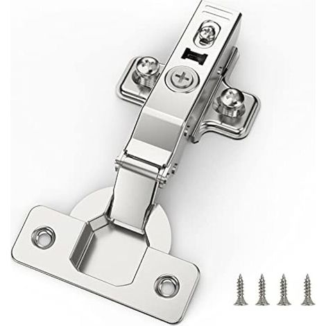 10 pièces Recouvrante Charnière Porte Placard, angle d'ouverture 110 ° avec ressort hydraulique Charnières d'armoire de cuisine à fermeture douce parfaite, distance du trou 45 mm (1/4)