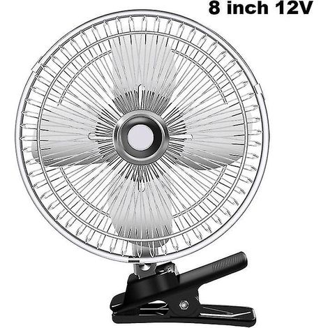 12/24-V-Elektroventilator für Auto, Transporter und Haushalt, 2 Geschwindigkeitsstufen, mit Klemme, ideal für den Sommer. Kühlventilator für LKW und Fahrzeuge, schwarz, 15 cm (6 Zoll), stahlfarben.
