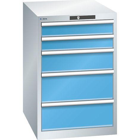 LISTA, Armoire à tiroirs avec 5 tiroirs, l x p x h 564 x 724 x (1/5)