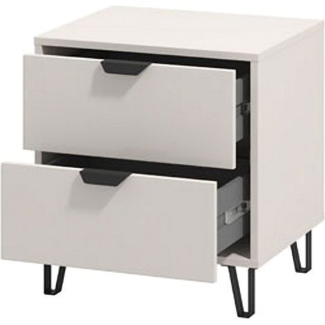 Comodino Scarlino, un Ripiano, 2 Cassetti, Apertura Scorrevole, 48x40x52h cm Beige
