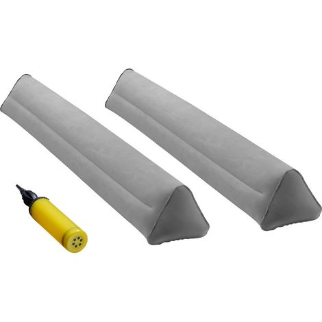 Aufblasbare Bettbegrenzung für Kinder aus rutschhemmend beflocktem PVC, 2er-Set, je 120 cm lang, mit Handpumpe, grau (1/5)
