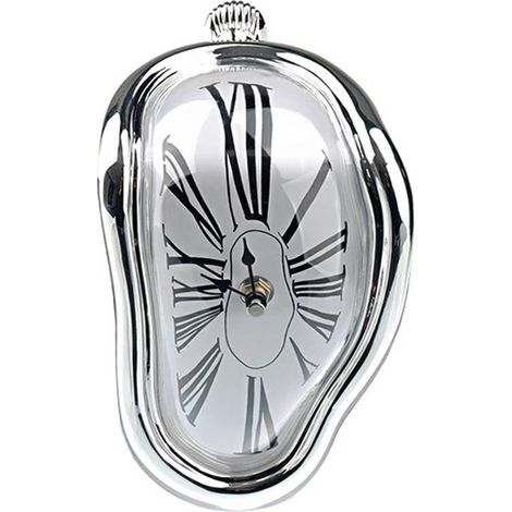 Horloge électronique torsadée créative rétro, horloge décorative de salon à domicile, adaptée à la cuisine, au salon et à la chambre, argent (1/5)