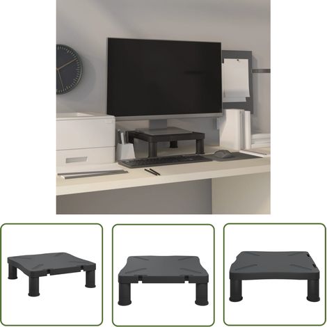 The Living Store Support de moniteur Noir 33,5x34x10,5 cm - Support De Moniteur - Meuble Tv - Support Pc - Ergonomie - Rehausseur D'écran (1/5)