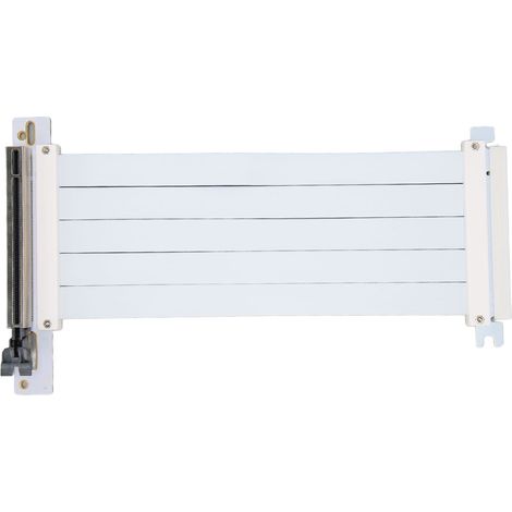 Rallonge PCIe 4.0 x16 coudée de 20 cm (7,9 pouces) avec transmission de 128 Gbit/s et protection contre les interférences pour carte graphique (blanche). (1/5)