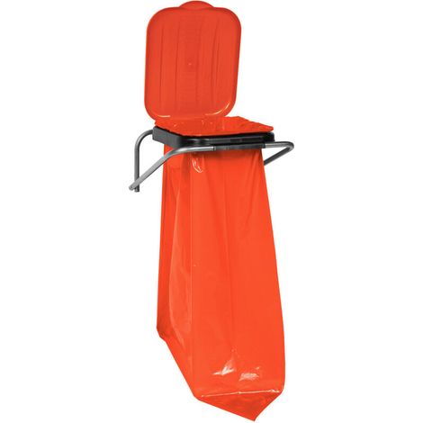 Support mural pour sac poubelle - 120 L - Tubes galvanisés 16 mm - Intérieur et extérieur - Rouge (1/5)