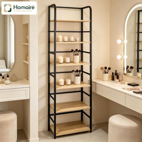 Schwarzes Bücherregal mit Stauraum aus schwarzem Holz 50 x 30 x 176 cm HOMAIRE (1/5)
