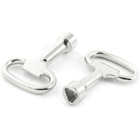 Clé Triangle Métal 8mm - Alliage Aluminium Chromé - Pour Armoire Électrique Ascenseur - Lot De 2