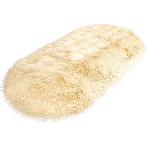 Tapis en fausse peau de mouton, tapis en fausse peau de mouton ultra doux, aspect pelucheux, fausse laine, tapis de chevet, coussin de canapé (rose, 60 x 160 cm). (1/5)