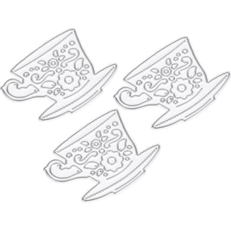 Jeu de 2 pochoirs métalliques fins pour découpe tasse, pratique, robuste, durable, simple et élégant, idéal pour scrapbooking et cartes. (1/5)