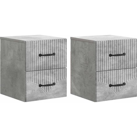 Wall-Mounted Bedside Cabinet with Drawer 2 pcs Concrete Grey vidaXL