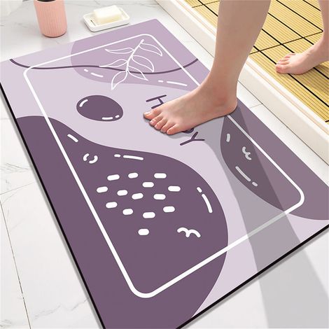 Tapis de Bain Absorbant, Séchage Rapide, Antidérapant, Entretien Facile, 40 x 60 cm, Rectangulaire Violet (1/4)