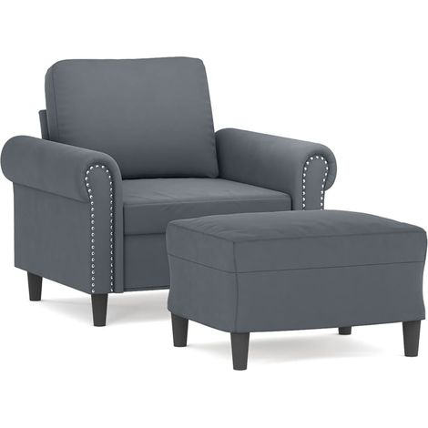 Maison Exclusive - Sessel mit Hocker Dunkelgrau 60 cm Samt