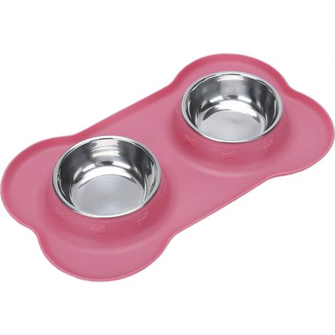 Gamelle pour animaux, pratique et étanche, double bol en silicone, facile à nettoyer, pour nourriture et eau de chat, accessoires pour animaux (1/5)