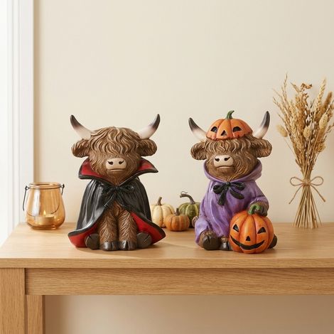 Duo Highland Cow Halloween Ornaments (1/2)