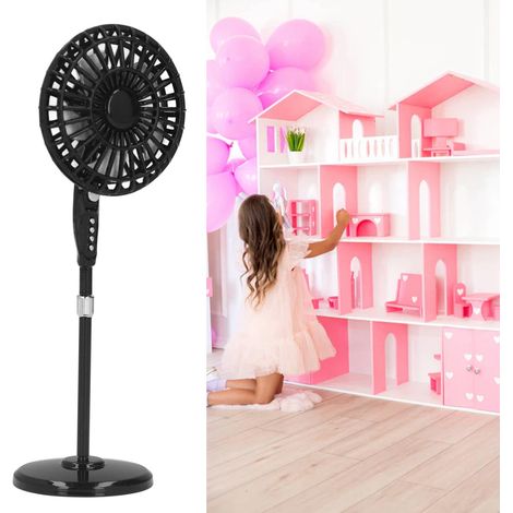 Ventilatore in miniatura in metallo nero per casa delle bambole (scala 1:12), accessorio d'arredo per soggiorno. (1/5)
