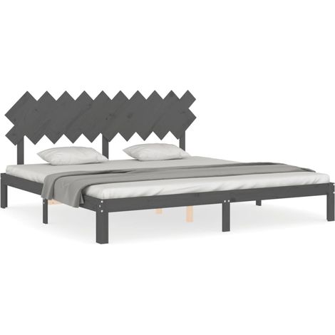 Maison Exclusive - Cadre de lit sans matelas gris 200x200 cm bois massif de pin (1/5)