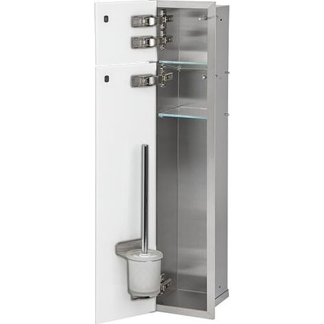 Caisson WC mural Flat 2 portes vitrées noires l x h : 178x825 mm butée gauche (1/5)