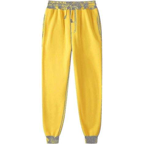 Herrenhosen, Jogginghosen, Hip-Hop-Hosen, Leggings, gepolsterte Freizeithosen-M-Yellow