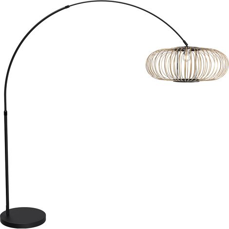 Mexlite - lampadaire - Flair - noir - bambou métal - lampe arquée