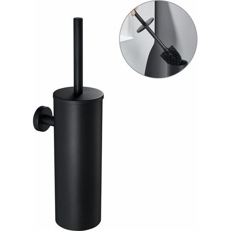 WC-Bürstenhalter-Set aus Edelstahl, wandmontierter WC-Bürstenhalter, schwarz