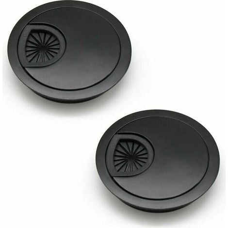 Kabelkanal 60 mm Lochabdeckung für Schreibtische und Werkbänke Farbe: Schwarz Material: Zinklegierung 2 Stück (1/5)