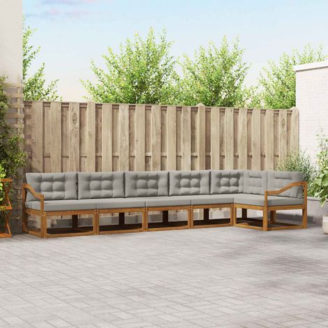 vidaXL Outdoor-Sofagarnitur mit Kissen 6 pcs Natürlich und Hellgrau (1/5)