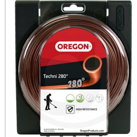 Hilo de corte Oregon Techni de 280° para desbrozadora y recortadora, 3,0 mm x 56 m