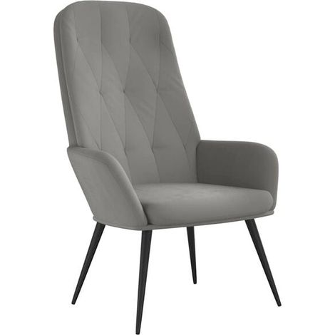 Fauteuil lounge en velours gris clair (1/5)