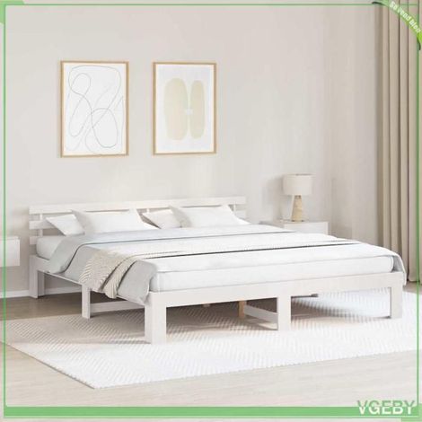 ABI Cadre de lit avec tête de lit Blanc 180 x 200 cm Pin massif 7291712314063 (1/5)