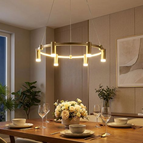 Luce a sospensione Luce a sospensione Lampada da soggiorno regolabile in altezza in metallo dorato H 120 cm