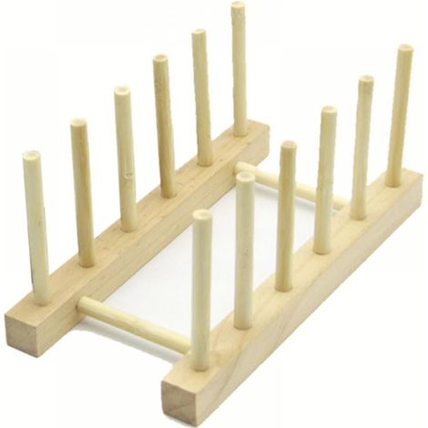 Rack À Vaisselle - Support En Bois De Bambou Pour Assiettes Et Couvercles De Casserole - Organisateur De Placard De Cuisine - 1 Pièce (1/5)