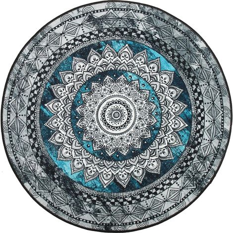 Tapis Rond Mandala Bohème 80 CM Tapis de Sol Antidérapant Matériau Résistant à l'usure de Bureau Souple Léger Salon Bureau la Cuisine Salle de Bain (1/5)
